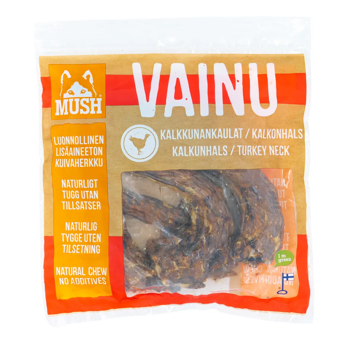 MUSH VAINU Hundesnack Kalkunhalse 250 g - naturlige tyggeben til hunde